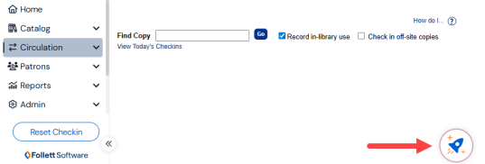 Check In page with Library Assistant highlighted.
